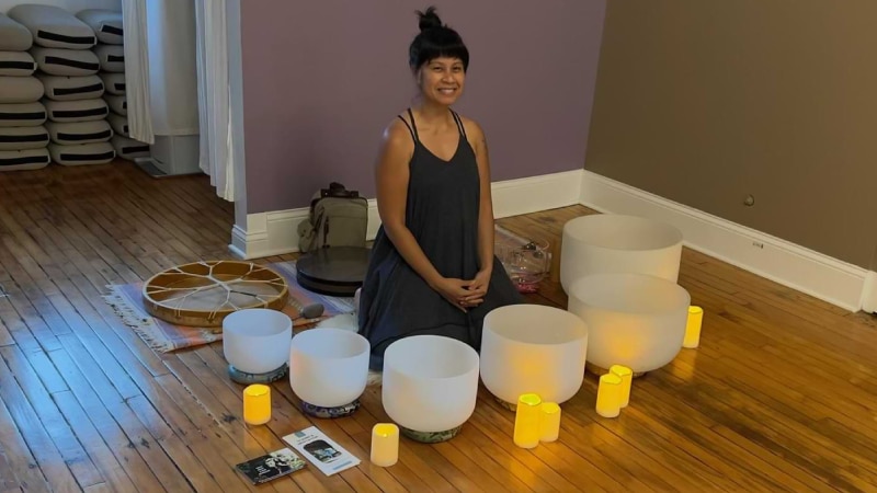 A student at Namaskar Yoga